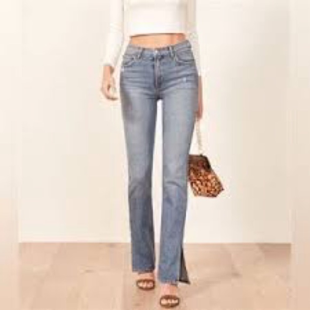 Reformation blue Perri High waisted slit jeans